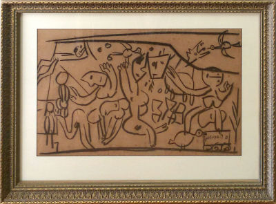 Pinchas Litvinovsky - Pinchas Litvinovsky. Coal on silk paper, 36x59 cm, signed 
Pinchas 