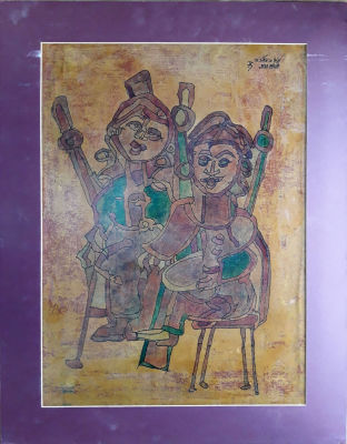 Jacob Malka - Mixed technique on cardboard, coated with varnish 
signed, dated 1975 
Jacob Malka 
