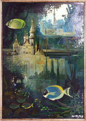 Asher Ein Dor (Dikstein) - Underwater City. oil on board, signed 1977 
Asher Dickstein (Ein Dor) 