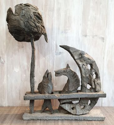 David Meshulam - Cast statue. alluminium 
dimentions: 50x50cm 
David Meshulam, painter and sculptor 