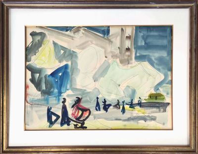 Shimshon Holzman - Watercolor on paper, signed 
50x70 cm 
Shimshon Holzman (1907–1986) was an 