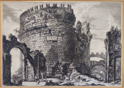 Giovanni Battista Piranesi - Tomb of Cecilia Metella. etching, 45x65 cm, 
signed in plate 