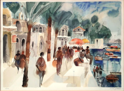 Shmuel (Alexander) Katz - Tiberias. Signed and numbered lithograph 
Shmuel (Alexander) Katz 