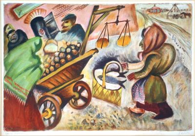 Issachar Ber Ryback - lithograph, 
glued on cardboard 
paper size 42x60 cm, 
signed 