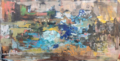 Nachum Kook - Mixed technique on cardboard 
34x68 cm 
Nachum Kook, Painter and Illustrator. b. 