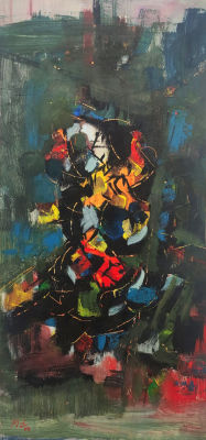 Nachum Kook - Gouache on paper, 1964 
35x68 cm 
Nachum Kook, Painter and Illustrator. b. 