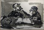 Moshe Bernstein - Rabbi and his student. Signed and numbered lithograph 
Paper size 35X48 cm Image - 1