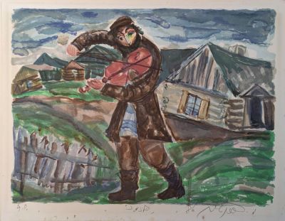 Moshe Bernstein - The klezmer. Signed and numbered lithograph 
Paper size 50x65 cm 
Moshe 