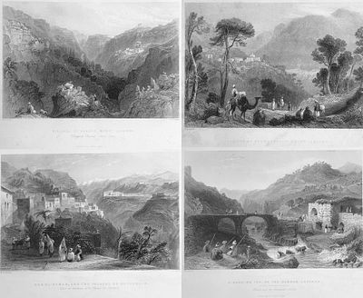 William Henry Bartlett - Lot of 4 lithographs BY W.H. Barlett from his traveling in the Lebanon 