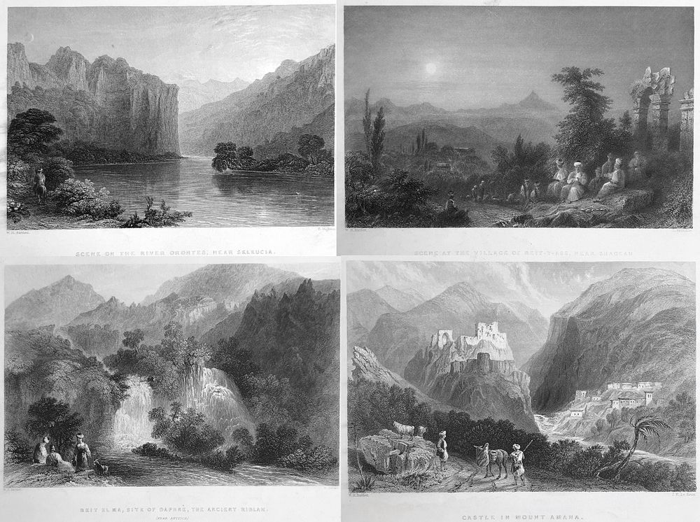W.H. Bartlett - Lot of 4 lithographs by W. H. Barlett of the Ancient Antioch area in Turkey. Beit 