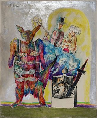 David Meshulam - Mixed technique on paper 
David Meshulam, painter and sculptor, born 1930, Bulgaria.