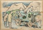 Unknown artist - Lord of the village on the chariot. pastel on paper 
signedImage - 3