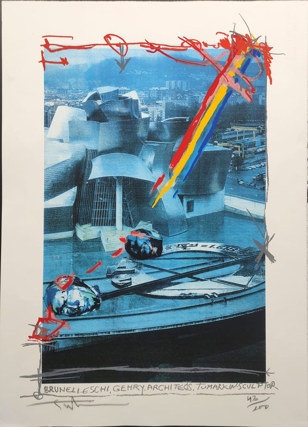 Yigal Tomarkin - Brunelleschi, Gehry, Architects, Tumarkin Sculptor. lithograph signed and numbered 