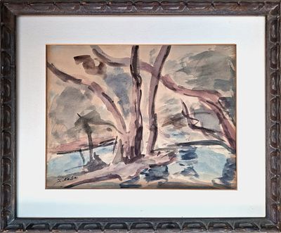 לאו כהן - Watercolor on paper, 
signed 
Leo Kahn (1894–1983) was a German-born Israeli painter who 