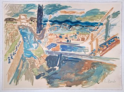Joseph Zaritsky - Tel Aviv Rooftops. Signed and numbered lithograph 76x56 cm 
Joseph (Yossef) 