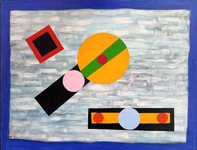 Ibrahim Nobani - Ibrahim Nubani – Geometric Composition, Mixed Media with Metallic . Technique: 