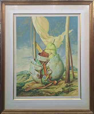 Samuel Bak - Pear in Landscape. lithograph, signed, numbered, 
print size:50x65 cm 
frame size: 