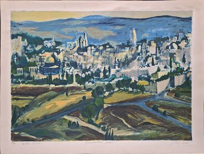Esther Lurie - Jerusalem from Mount Scopus. lithograph, signed, numbered 118/300 
paper size: 51x71 