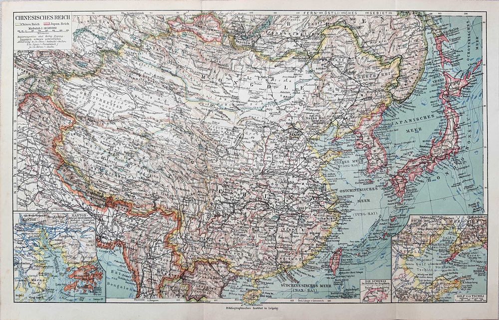 Map of Asia (c. 1900) - A Rare Item from Meyers Encyclopedia. size: 37.8x24.3 cm 
This map from 