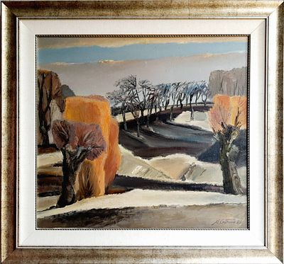M. Stoctniy - European winter landscape. oil on canvas 
signed and framed 
frame size 85x80 cm 