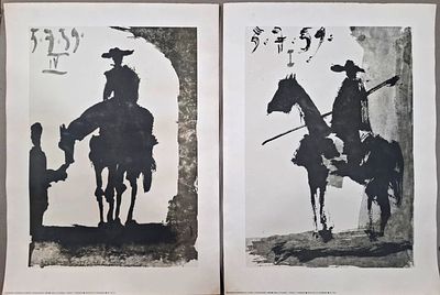 Two vintage lithograph prints after Pablo Picasso from the Toros y Toreros series, originally 