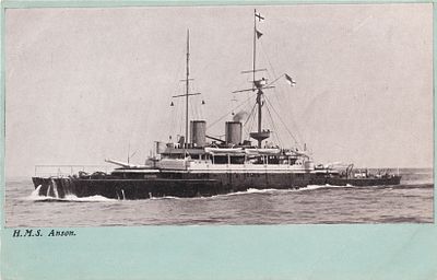 Почтовая карточка "Корабль Её Величества &laquo;Энсон&raquo;" (HMS Anson). Великобритания: McCaw Stevenson 