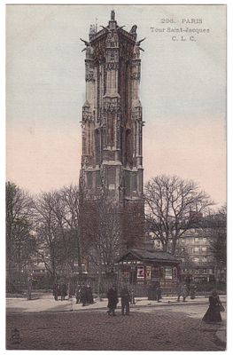 Почтовая карточка "Башня Сен-Жак". Франция, 1900-е гг. 
13,9 х 9 см. 
Почтовая карточка в 