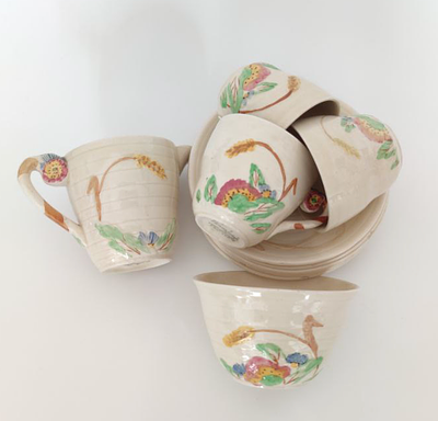 [без резерва] Кофейный сервиз в стиле ар-деко. Англия: Brentleigh Ware, 1940-е гг. 
Керамика 