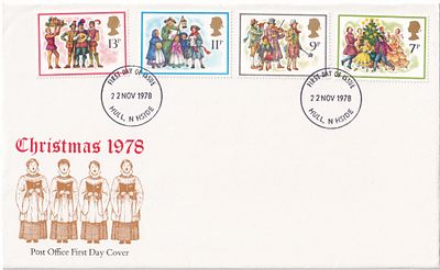 Конверт Первого дня Великобритании от 22 ноября 1978 года с четырьмя марками и спецгашенем . 11 
