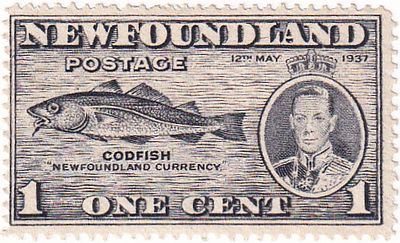 [Канада 1937] 1 марка &laquo;Треска&raquo; из серии &laquo;Newfoundland Currency&raquo;. Гашеная 
22 x 25 мм 
В пакете 1 