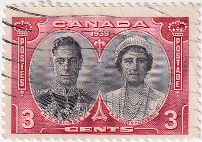 [Канада 1939] 1 марка &laquo;Король Георг VI и королева Елизавета&raquo; из серии &laquo;Royal Visit 1939&raquo;. Гашеная 