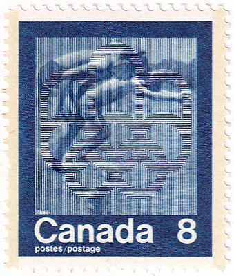 [Канада 1974] Марка с прыжками в воду из серии &laquo;Olympic Games, Montreal 1976 (2nd issue)&raquo;. Гашена 