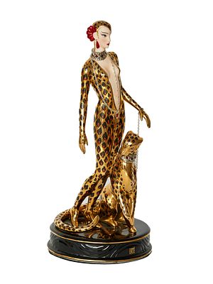 Фарфоровая статуэтка в стиле ар-деко &laquo;Леопард&raquo;. США: The Franklin Mint, Sevenarts Ltd, 1980-е 