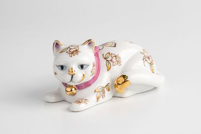 [без резерва] Коллекционная фигурка кошки в стиле в стиле японского фарфора Сацума из серии 