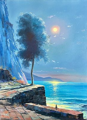 "Под луной". Наталия Осадчук. Холст на подрамнике, масло. 
Размеры: 80 х 60 см. 
Наталия 