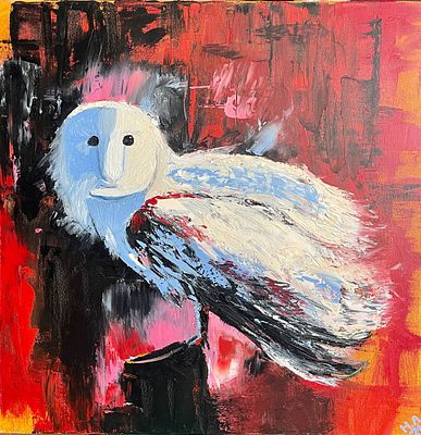 "Сова". Наталия Осадчук. Холст на подрамнике, масло. 
Размеры: 50 х 50 см. 
Наталия Осадчук - 