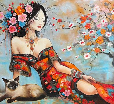 "Гейша". Наталия Осадчук. . Холст на подрамнике, масло. 
Размеры: 70 х 80 см. 
Наталия Осадчук - 