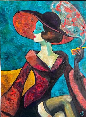 "Элегантность". Наталия Осадчук. . Холст на подрамнике, масло. 
Размеры: 80 х 60 см. 
Наталия 