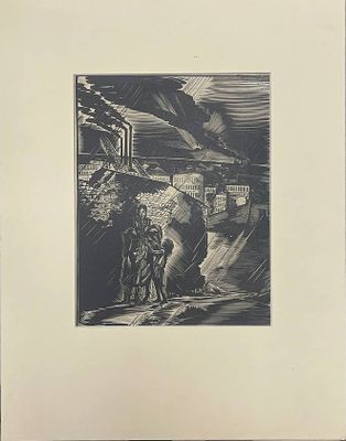 Ксилография "Из серии "Жизнь женщины в прошлом и настоящем". Кравченко Алексей Ильич. 1928 год. 