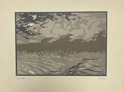 Цветная литография "Порыв ветра". Фалилеев Вадим Дмитриевич. 1905 год. Размер: 21 х 28 см. 