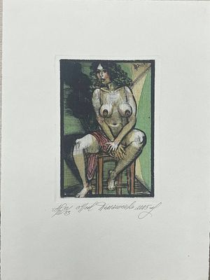 Сухая игла "Модель на табурете". Н.И.Домашенко. 2005 год. Размеры: 26 х 19.5 см. 
Домашенко 