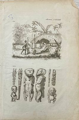 Гравюра "Божества Таити". 1835 год. Размеры: 18.8 х 28 см. 
Из атласа: 
Дюмон-Дюрвиль Ж. С. С. 