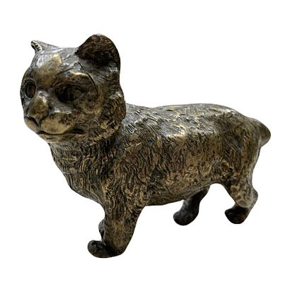 Бронзовая скульптура "Кот". . Бронза, литье, патина. 
Высота - 6 см. 
Длина - 10 см. 
Ширина - 3 