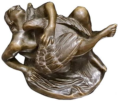 Бронзовая скульптура "Леда и Лебедь". Франция. 1840 -1900 - Ж.-Ж.Фёшер. Бронза, литье, чеканка 