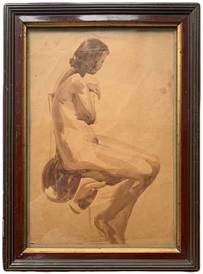 [Двухсторонняя] "Натурщица". По подписи В. Лебедев. 1926 год. Бумага, акварель, карандаш. На 