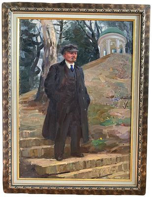 "На прогулке в Горках". Радоман Игорь Владимирович. 1960 год. Картон, масло. На обороте 