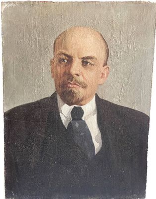 "В.И.Ленин". Неизвестный художник. Холст на подрамнике, масло. 
Размеры: 81 х 60 см. 