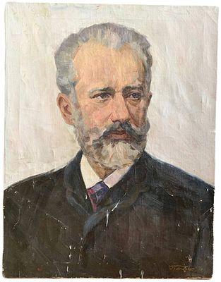 "Портрет П.И. Чайковского". Попов Константин Александрович. 1976 год. Холст, масло. В правом 