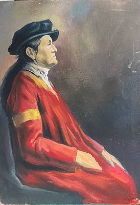 "По Шекспиру". Трошин. 1960 год. Картон, масло. 
Размеры: 70 х 50 см. 
Состояние: следы 