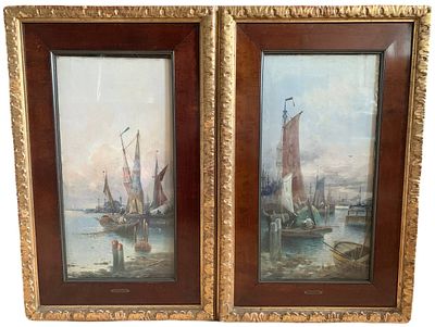 "Порт Марселя". Художник J. Dambier. Парные картины. Две перные картины Художник J. Dambier. 